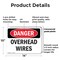 Signmission Overhead Wires Danger Sign, Plastic, 14in W x 10in L, 2PK OS-2PACK-DS-P-1014-L-2290 - alternate 5
